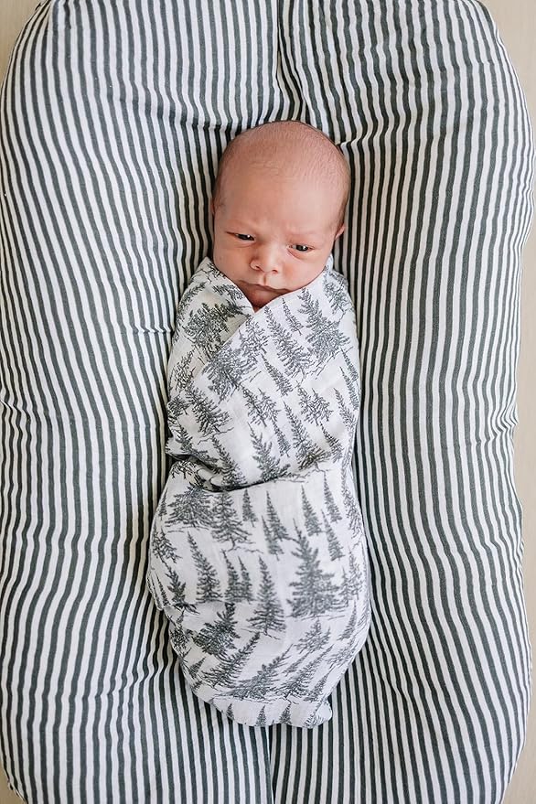 Mebie Baby Forest Muslin Swaddle, Modern and Neutral Blanket for Baby Girl or Boy, 0-3 Month, Comfy Wrap