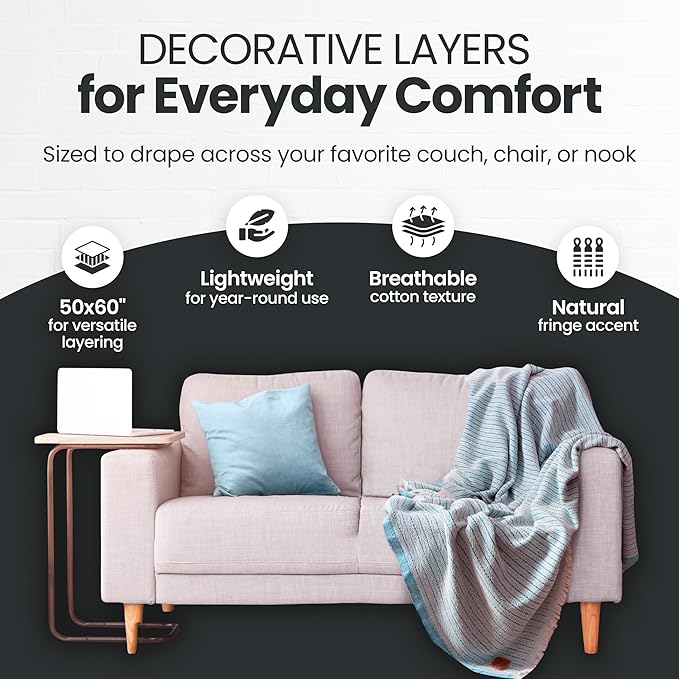 Gold Case Throw Blanket for Couch - 100% Recycled Turkish Cotton Blankets & Throws - Vintage Soft Throw Blankets for Living Room - Boho Decorative Woven Couch Blanket - 50x60 - Pink (Set of 2)