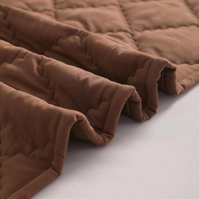 FLXXIE Machine Washable Microfiber Down Alternative Oversized Toddler Comforter, Super Soft and Lightweight Kids Crib Quilted Blanket for Stroller, Travel, 43x60 Inches, Coffee