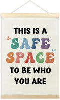 TLESKE Safe Space Poster Hanger Frame for Classroom Therapy Counseling Office, Therapist Hanging Wall Art Decor Framed, Kids Room Bedroom Wall Prints Picture Artwork Banner, 12x16