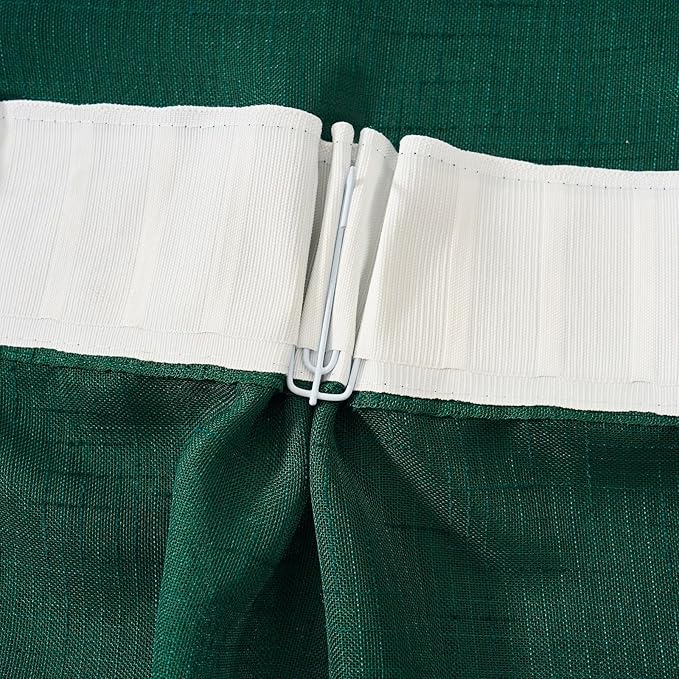 Emerald Green Curtains Sheer 102 Inch Long, Dark Linen Look Textured Light Filtering Drapes, Hunter Green Transparent Window Decor, Floor to Ceiling Pinch Pleat Curtain with Hooks