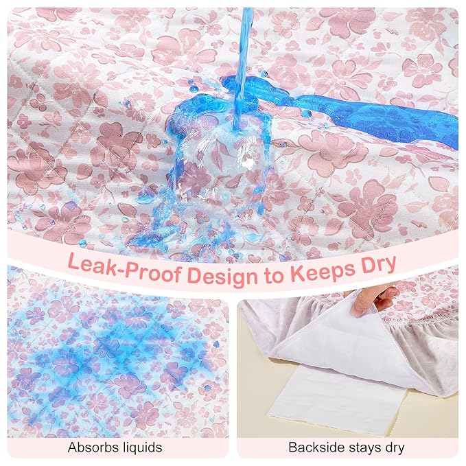 FIOBEE Changing Pad Cover Waterproof 2 Pack Quilted Diaper Change Table Sheets Breathable & Ultra Soft for Newborn Baby Boys Girls Fitted Changer Pads 32"x 16", Pink