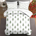 7 Pcs King Size Christmas Comforter Set with 2 Pillowcases & 2 Shams, Nature Simple Pine Tree Bedding for Kids and Adults, Winter Merry Xmas Bed in a Bag with Flat Fitted Sheet