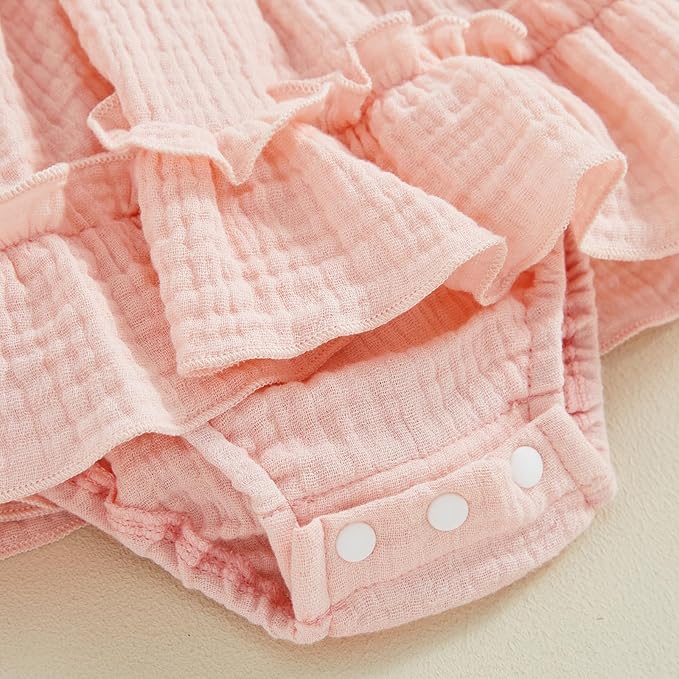 Newborn Baby Girl Bodysuit Sleeveless Halter Frill Romper One-piece Jumpsuit with Headband Summer Clothes Set