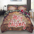 Christmas Comforter Set King: Christmas Wood Grain Bedding Sets Festival Gift Xmas for Girls Women Teens Bedroom Quilt Set 1 Comforter & 2 Pillowcases