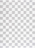 BoutiqueRugs Atira Modern Checkered Shag Area Rug - High Pile Fluffy Shaggy Carpet - for Entryway, Living Room, Nursery, Playroom, Girls Boys Room - Light Gray, Cream, White - 4' x 6'