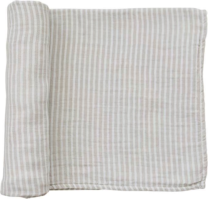 Mebie Baby Taupe Stripe Muslin Swaddle, Modern and Neutral Swaddle Blanket for Baby Girl or Boy, Soft Baby Blankets, Newborn Swaddle Blanket, 0-3 Month, Comfy Wrap, Baby Essentials & Gifts