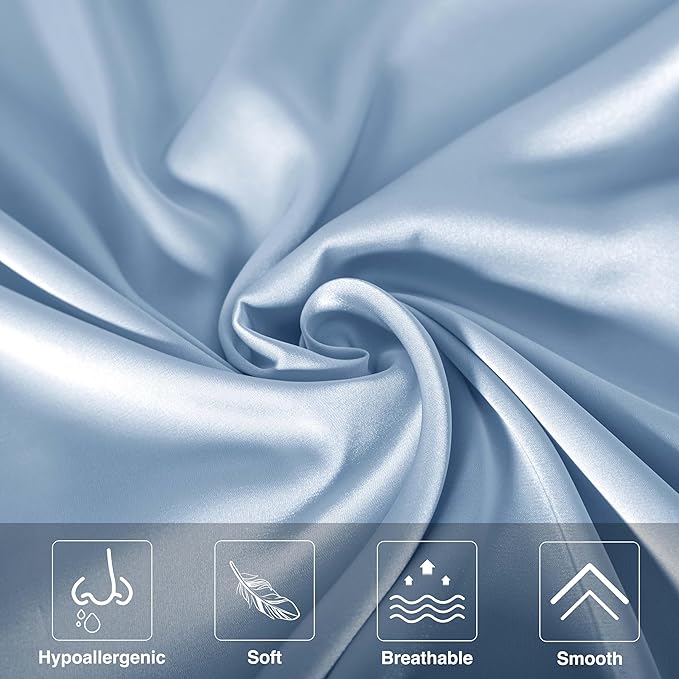 Mulberry Silk Pillowcase for Hair and Skin,Cooling Silk Pillow Case with Hidden Zipper,Allergen Proof Dual Sides Soft Breathable Smooth Silk Pillow Cover for Women (Light Blue,Toddler)