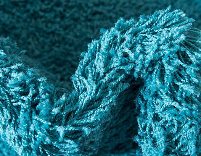 Unique Loom Solid Shag Collection Area Rug (6' 1" x 9' Rectangle, Deep Aqua Blue)