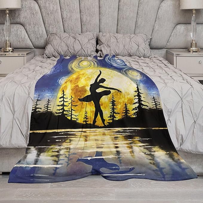 Ballet Blanket Dance Gifts for Girls Dancer Boys Woman Kids Dance Lover Throw Blankets Soft Blanket Warm Fleece Flannel Plush Blankets for Bed Sofa Couch 40"x50"