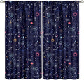 Kids Galaxy Curtains, Fantasy Stars Outer Space Universe Planets Print Window Treatments for Boys Girls Bedroom Nursery Playroom 63" W X 63" L