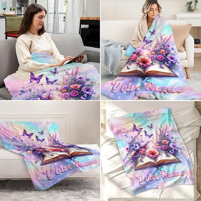 Custom Kids Blanket for Toddler - Book Gifts for Book Lovers - Reading Throw Blanket for Readers