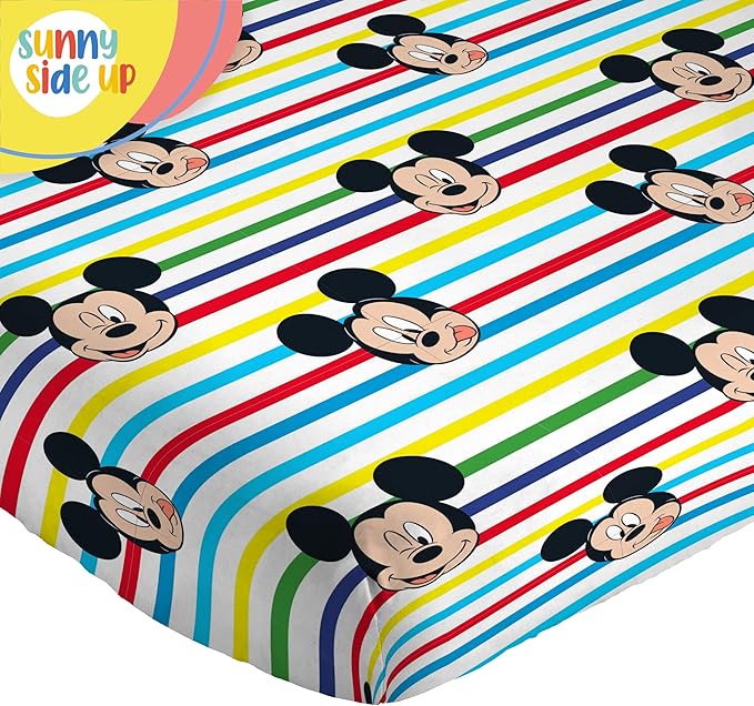 Sunny Side Up Disney Mickey Mouse Twin Sheet Set - 3 Piece Kids Bedding Set Includes Pillow Cover - Super Soft Microfiber Sheets