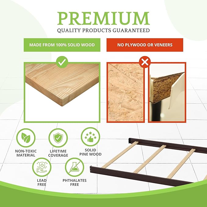 Full-Size Conversion Kit Bed Rails for Baby Cache Convertible Cribs - Solid Wood Rail - Toddler and Adult Bed Rail for Full-Size Beds - Essential Nursery & Baby Furniture (Espresso)