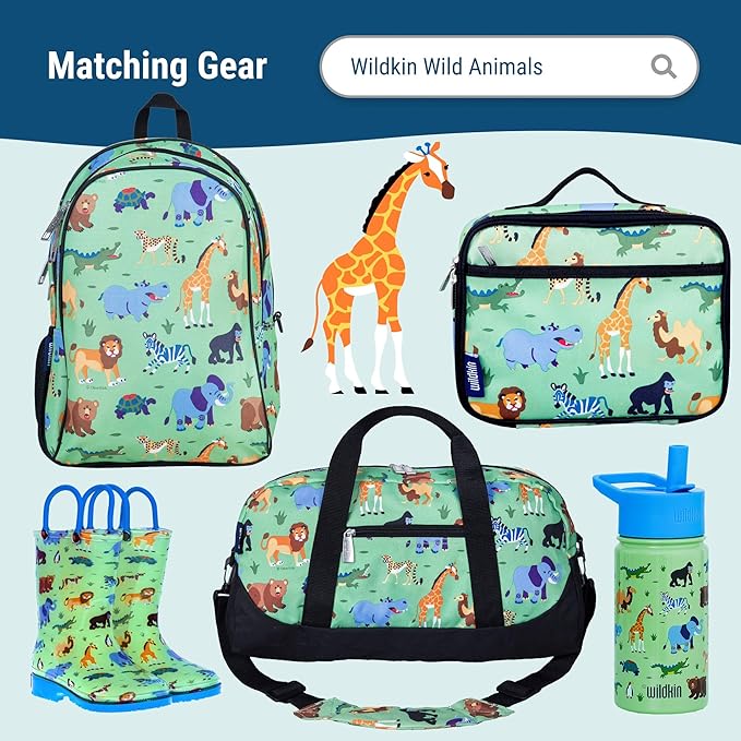 Wildkin Kids Original Nap Mat – Cozy Kids Sleep Mat with Pillow, Ideal for School & Travel - Wild Animals
