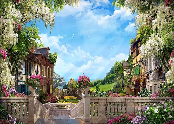 Wall Murals for Bedroom Venice Garden Large Mural Wallpaper Wall Stickers 108''x75''(Not Self-Adhesive)