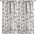 Kids Rainbow Curtains Boho Cartoon Colorful Stars Love Heart Lovely Abstract Art Pattern Print Window Drapes for Girl Bedroom Living Room Kitchen Decor,2 Panel Set,52Wx84H Inch Blackout
