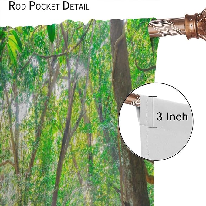 Forest Waterfall Blackout Curtains, Scene Nature Theme Mountain Stream Scenery Print Window Drapes, for Bedroom Living Room 84" W X 84" L