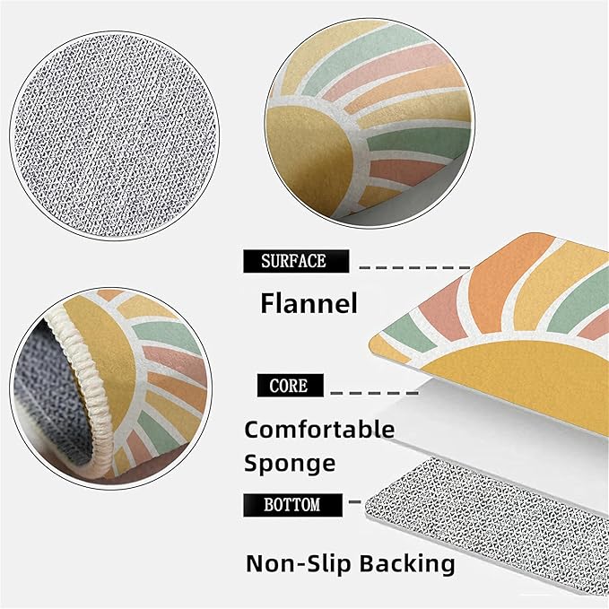 Machine Washable Rainbow Rugs Bedroom Fluffy Plush Soft Area Rugs Rainbow Sunshine Sun Print Living Room Non-Slip Indoor Flooring Kids Girls Boys Home Decor Aesthetics 4x6ft