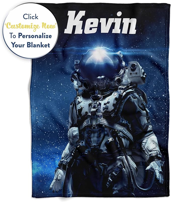 Personalized Astronaut Space Fleece Throw Blanket | Custom Adult & Kids Soft Warm Travel Blanket | Birthday Gift for Boys & Girls (Space V5, 30x40)