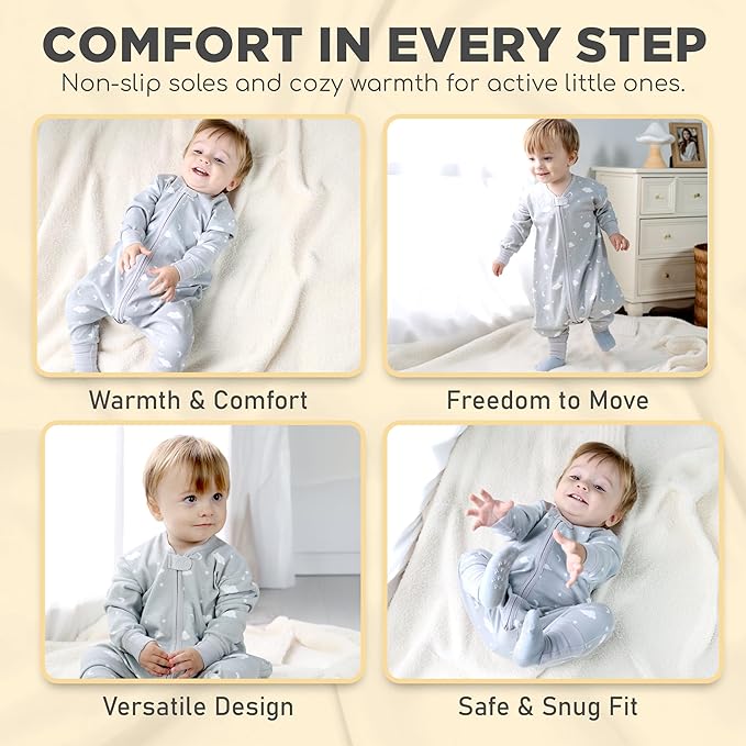 Mama Cheetah Toddler Sleep Sack with Feet, Long Sleeve 0.5 TOG Organic Cotton Baby Sleeping Bag with Legs, Wearable Blanket for Walkers w/ 2-Way Zipper, Toddler Blanket for Girls & Boys 3-4T