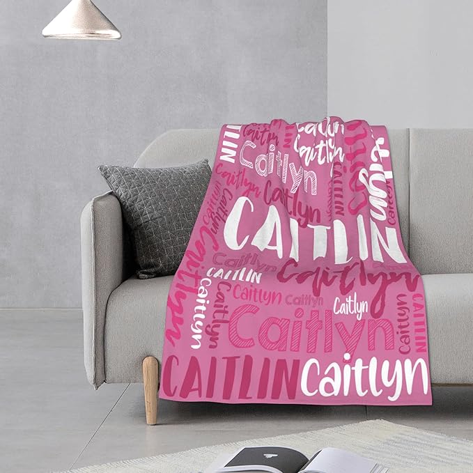 Dr.TOUGH Personalized Blankets with Name Customized Baby Blankets for Girls Boys Adults Monogrammed Blankets and Throws Christmas Birthday Mothers Fathers Valentines Day Gift (Petal Pink,60''×80'')
