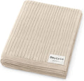 Organic Ribbed Swaddle Blanket for Boys & Girls - 100% Luxury Organic Soft Cotton Knit Warm Cozy Cuddle Stroller Blanket for Newborns, Infants, & Toddlers (Oatmeal)