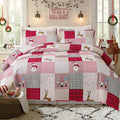 Jessy Home Christmas Bedding Set King Christmas Quilt Bedspread Pink Gnome Santa Claus Plaid Patchwork Xmas Quilt Bedding Decor Winter Snowman Elk Lightweight Reversible Bedspread Coverlet