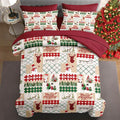 7 Pcs Full Size Christmas Comforter Set with 2 Pillowcases & 2 Shams, Winter Xmas Plaid Bedding for Kids and Adults, Cute Snowman Reindeer Bed in a Bag with Flat Fitted Sheet