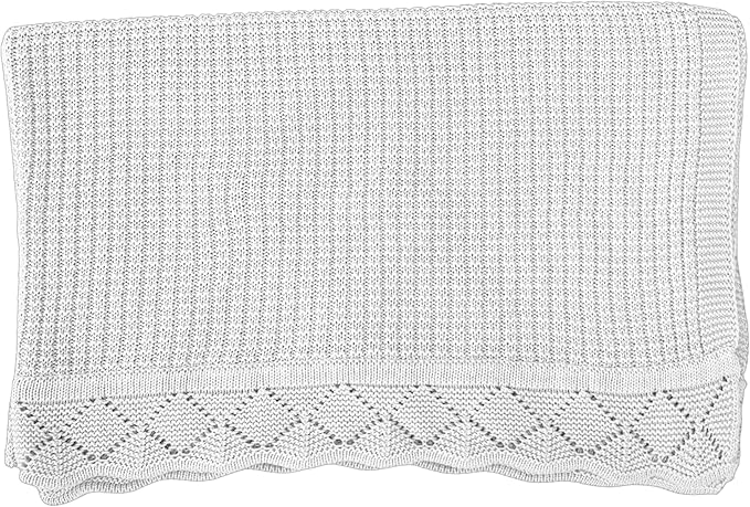 Baby Knit Blanket, 100% Cotton Waffle Patterns, Soft, Cozy, Lightweight Swaddle for Newborn & Infant Swaddling Beige Neutral, Perfect Baby Shower Ideas White 30x40