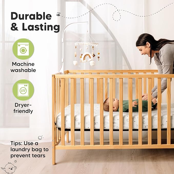 KeaBabies 2-Pack Fitted Crib Sheets for Boys, Girls, Baby - Soft Bamboo Viscose Cotton, 52x28 Standard Crib Mattress Sheets, Toddler Bed Mattress Cover, Gender Neutral, Breathable, Durable (Woodland)