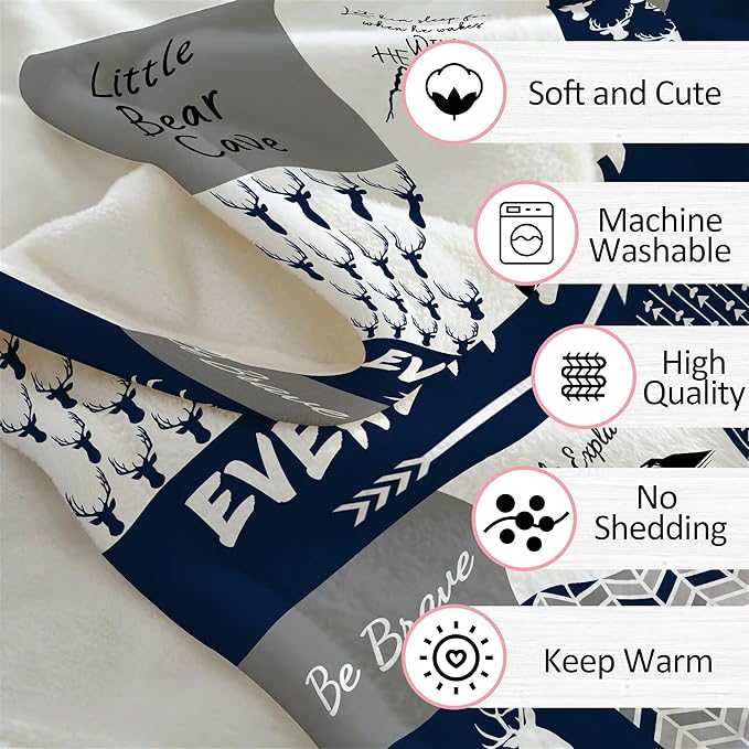 Ship Next Day, Personalized Baby Boy Blanket Gifts, Custom Receiving Blankets for Boys, Woodland Kids Blanket with Name, Customized Newborn Swaddle Blankets, Baby Shower Birthday