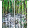 Forest Waterfall Blackout Curtains, Scene Nature Theme Mountain Stream Scenery Print Window Drapes, for Bedroom Living Room 42" W X 63" L