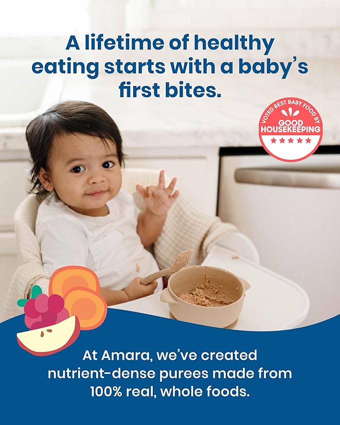 Amara Organic Baby Food - Stage 2 - Kale Potato - Baby Cereal to Mix With Breastmilk, Water or Baby Formula - Shelf Stable Baby Food Pouches Made from Organic Fruit and Veggies - 14 Pouches, 3.5oz Per Serving