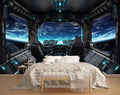 Outer Space Views from The Spaceship Wall Mural Wallpaper for Bedroom Living Room(Not Peel n' Stick)