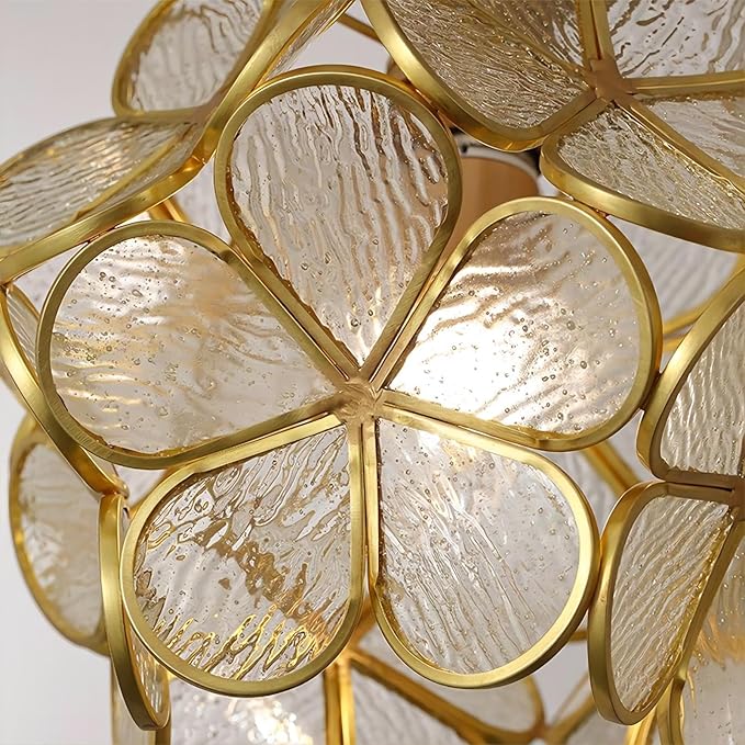 7.9 Inch Petal Ceiling Light, Tiffany Style Metal and Glass Ceiling Lamp with E27 Base for Hallway, Entryway, Bedroom - Wave Pattern