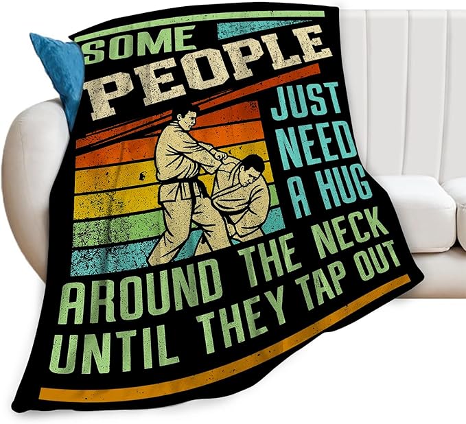 Jiu Jitsu Fleece Blanket Sports Jiujitsu Throw Blankets for Girls Boys Super Soft Warm Flannel Vintage Throws Gifts for Men Women Cozy Fuzzy Plush Stuff Couch Bed Bedding Decor 50"x40"
