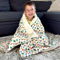 Kids Sherpa Throw Blanket – Soft Cotton & Warm Sherpa Toddler Blanket, Trucks, Cranes & Construction Vehicles Pattern, Plush Winter Bed Throw, 40 x 60 inches