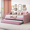 Bellemave Twin Size daybed Frame with Trundle for Adults, Kids, Girls, Teens, Tufted daybeds with Trundle for Living Room, Velvet, (Mattress not Included), Pink