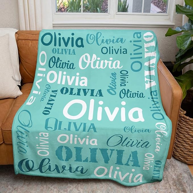 Gudina Personalized Name Blankets and Throws, Custom Blanket with Name, Personalized Christmas Blanket Gifts for Women Men