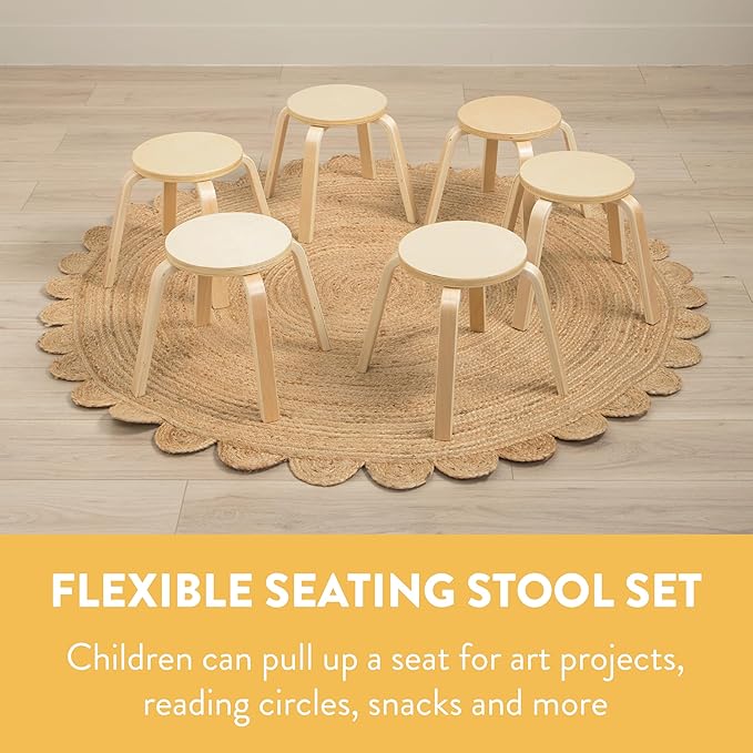 Bentwood Stackable Stools, Kids Furniture, Natural, 6-Piece
