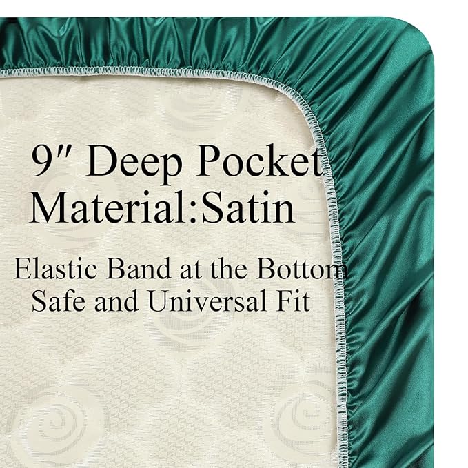Knlpruhk Silk Fitted Crib Sheet 28" x 52" Surface (100% Pure Mulberry Silk) – 9" Deep Pocket (Satin) for Baby Hair 19 Momme 6A High Grade Fibers Ultra Soft Smooth Breathable Dark Green