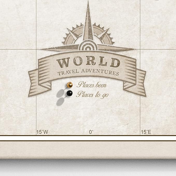 Canvas World Map with Cork Pin Board - English Lettering - Decorative Wall Decoration for All Rooms - Canvas Pictures with World Map Motif (90x60 cm, Pattern 24)