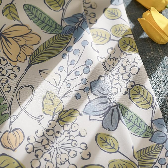 jinchan Nursery Curtains 95% Blackout Blue Floral Curtains for Kids Room, 96 Inch Length Farmhouse Drapes for Bedroom Living Room Darkening Window Treatment Grommet Top Set of 2 Panels