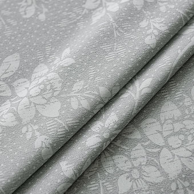 ENJOYBRIDAL Floral Curtains 96 Inches Long Grey Light Filtering Drapes Rod Pocket Bedroom Living Room Semi Sheer Window Curtains 2 Panel Sets Farmhouse Boho Cute Window Treatments