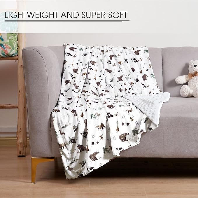 david's kids Micro Fleece Minky Baby Blanket for Boys Girls with Double Layer and Soothing Raised Dots, Breathable and Soft Lightweight Receiving Blanket for Newborns, 50x60 Inches, Animals