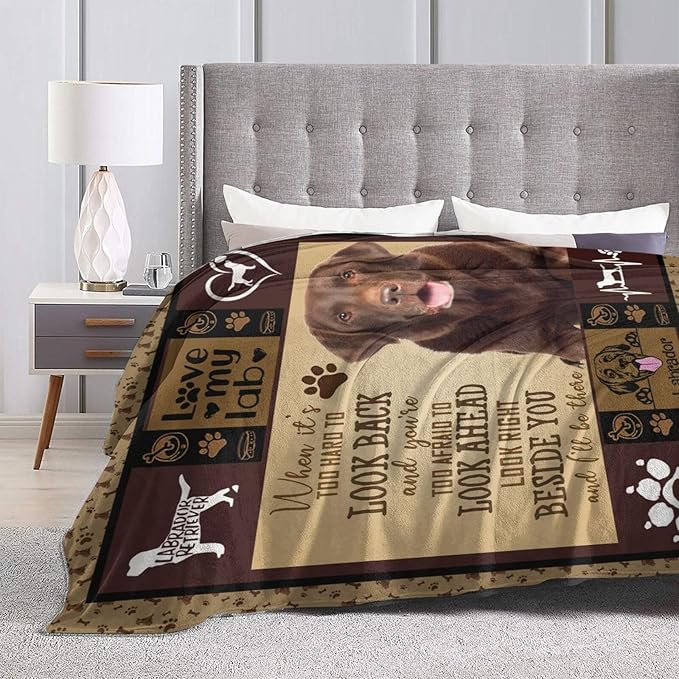 Labrador Blanket for Girls Boys Chocolate Retriever Throw Blankets Soft Cozy Warm Fuzzy Fleece Bedding Flannel Dog Throws Stuffed Animal Gifts for Labrador Lovers Kids Men Women Bedroom Decor 60"x50"
