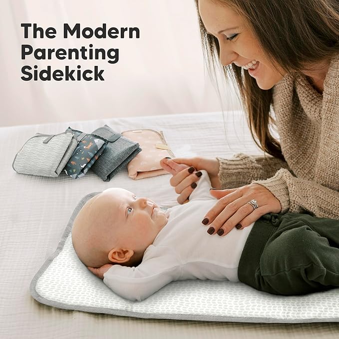 KeaBabies Portable Diaper Changing Pad, Easy Wipe Clean - Foldable Waterproof Baby Changing Mat for Diaper Bag, Compact, Lightweight, 25x13 Newborn, Infant, Baby Changer Travel Essential (Prism)