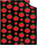 Thuswarm Cute Tomato Kawaii Black Flannel Throw Blanket Warm Cozy Soft Funny Print Blankets for Bed Couch Sofa Room Decoration Gifts 40”×30” XSmall for Pets