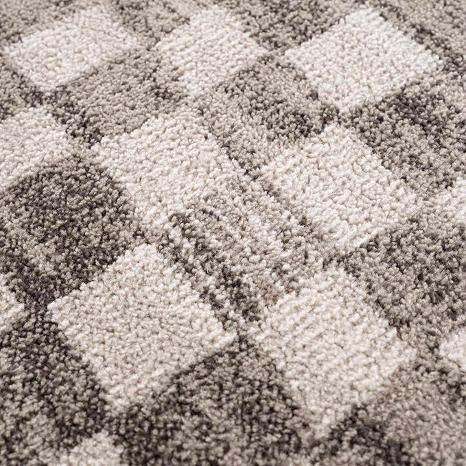 Hauteloom Pertek Modern Checkered Area Rug - Modern Geometric Carpet for Living Room, Kids Room, Nursery - Bohemian Boho Carpet - Cream, Beige, Tan - 2'7" x 4'